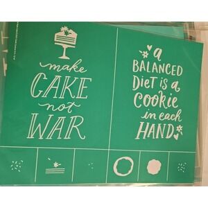 Chalk Couture Transfer/ Stencil- Size B- New  Reusable Make Cake Not War  Cookie